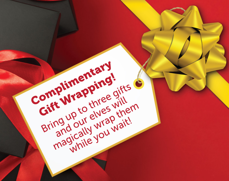 Complimentary gift wrapping when you bring up to three gifts to the event.
