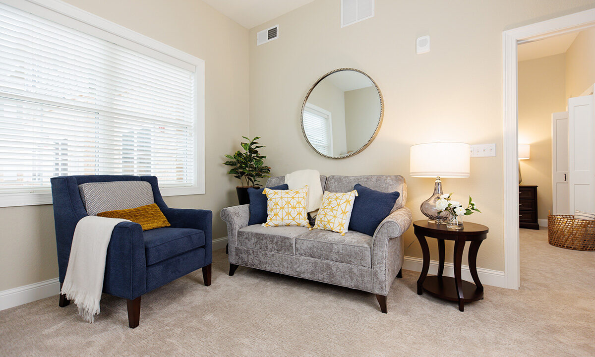 Spacious floor plans with wall-to-wall carpet and window treatments